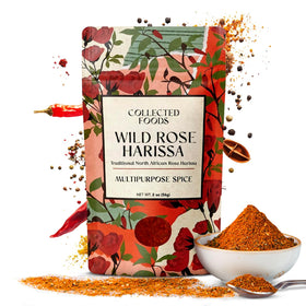 Collected Foods Rose Harissa bottle front for bold meals.