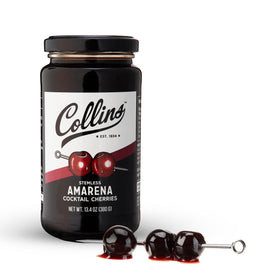 Collins Amarena cherries in a jar ready for elegant cocktail garnish