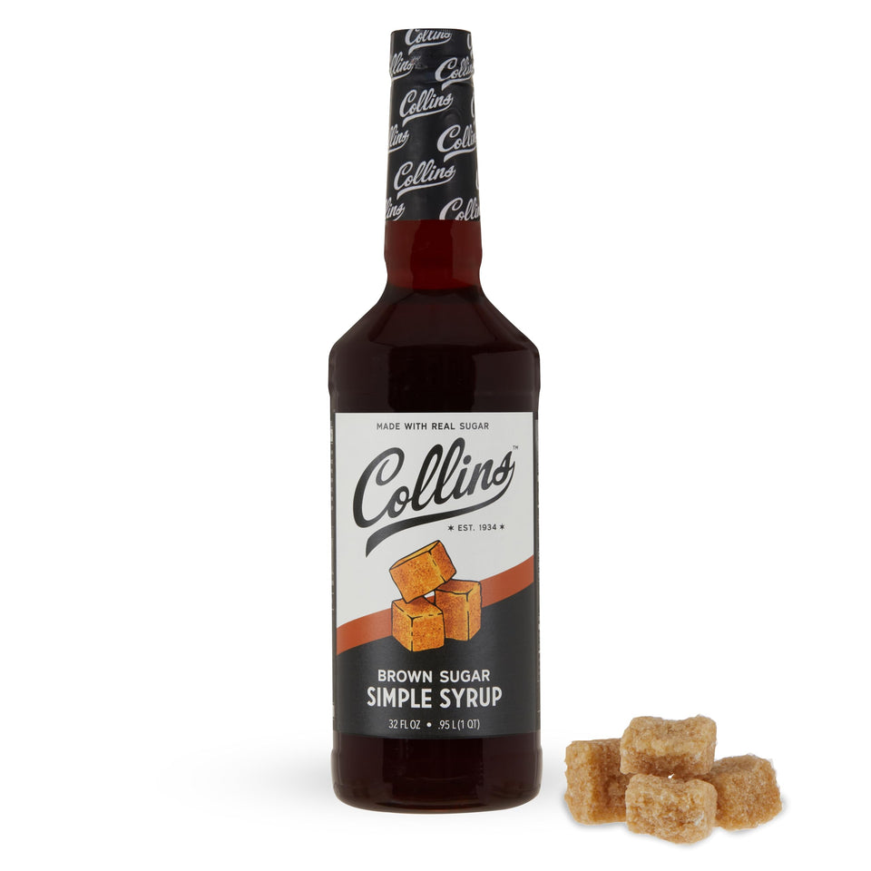 Collins Brown Sugar Syrup bottle pour for rich cocktails at home