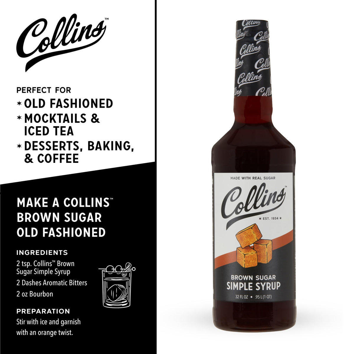 Collins Brown Sugar Syrup added to coffee for a smoother cup