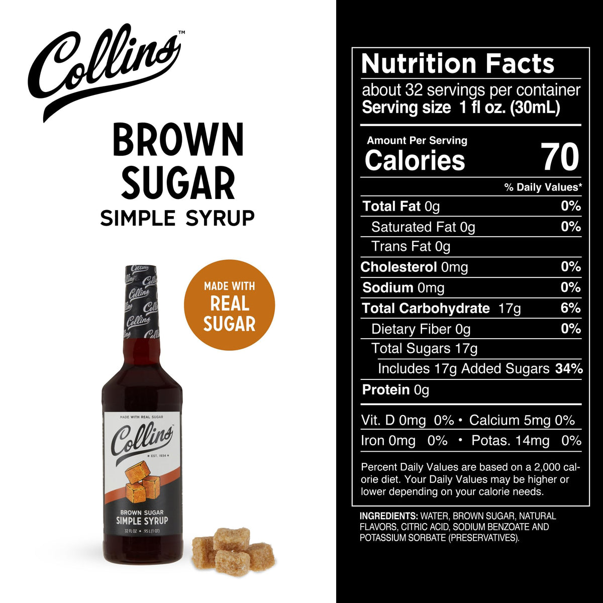 Collins Brown Sugar Syrup drizzle over desserts and pastries for caramel notes