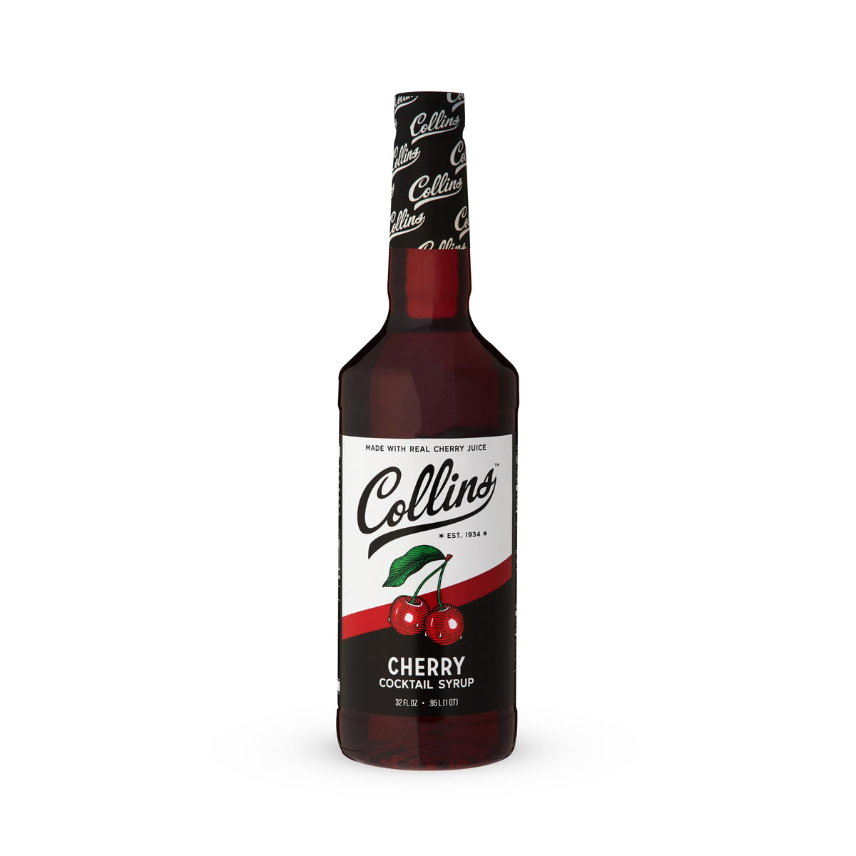 Collins Chicago Cherry Syrup comes in a 32 oz bottle for gatherings.
