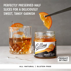 Collins Chicago candied orange slices in syrup ready for cocktails