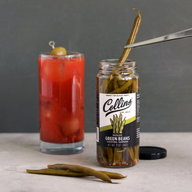 Collins Chicago green beans garnish on a sandwich wrap setting