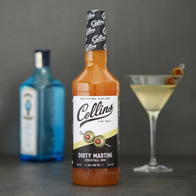 Collins Chicago home bar scene with 32 oz bottle and glasses