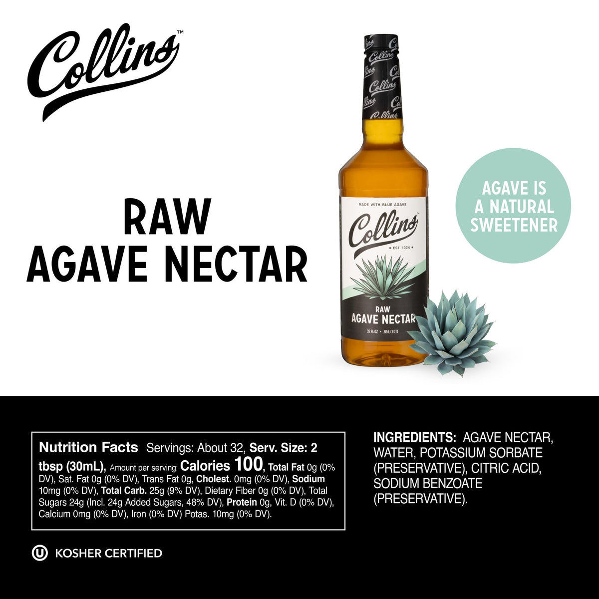 Collins Chicago raw agave nectar glass with cocktail demonstrating versatility