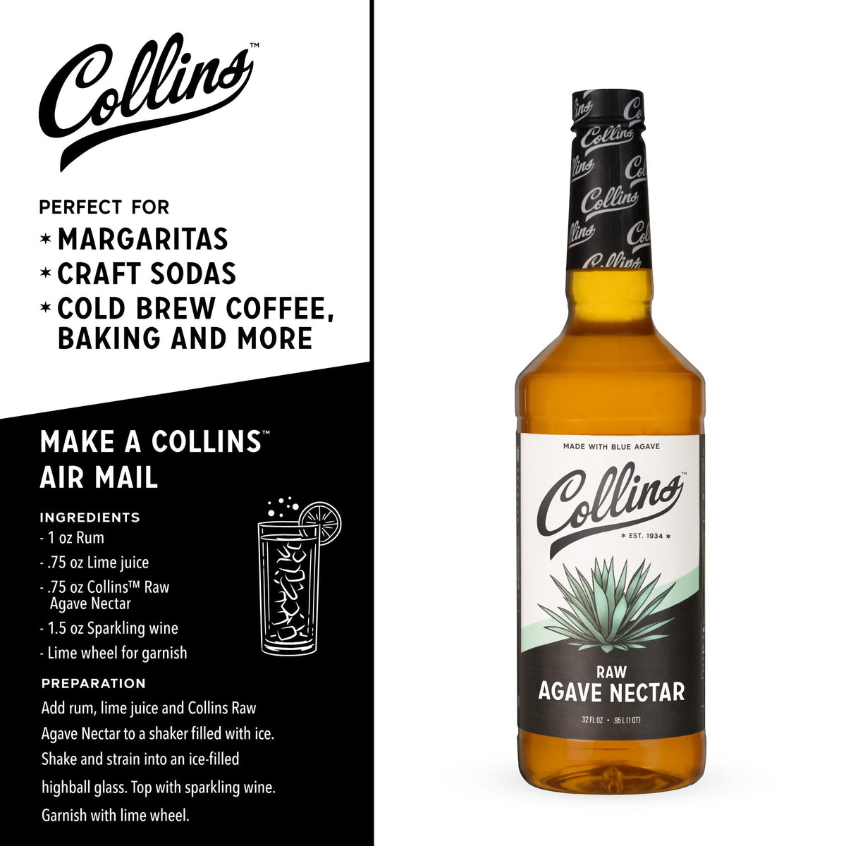 Collins Chicago raw agave nectar label emphasizes premium ingredients