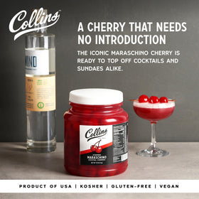 Stemmed cherries from Collins Chicago enable precise drink placement.