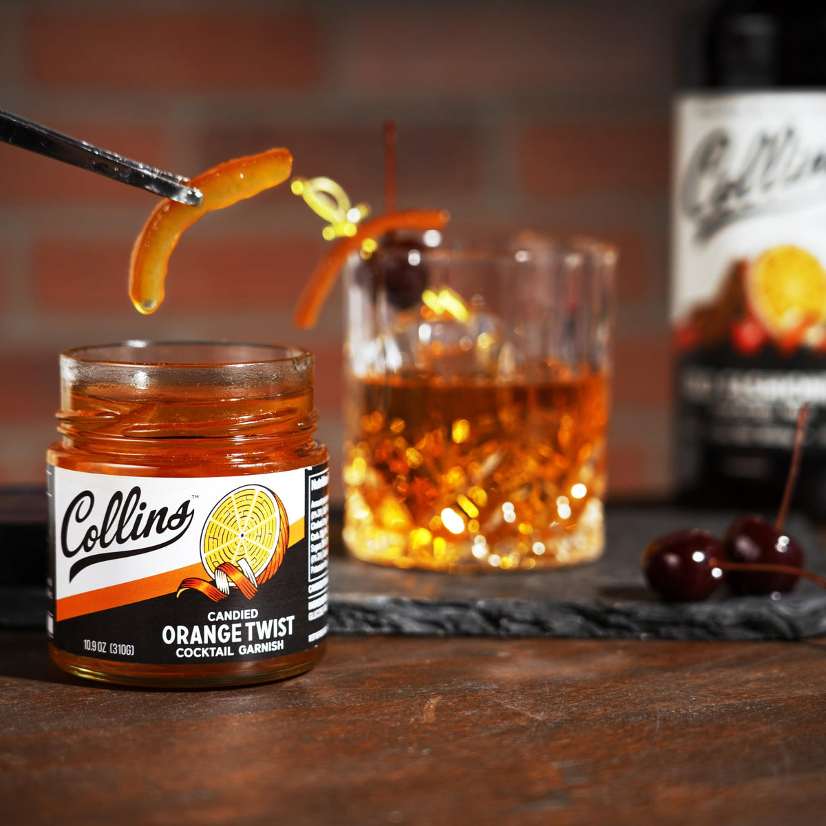 Collins Candied Orange Peel Twist adds zesty sweetness to desserts and pastries.