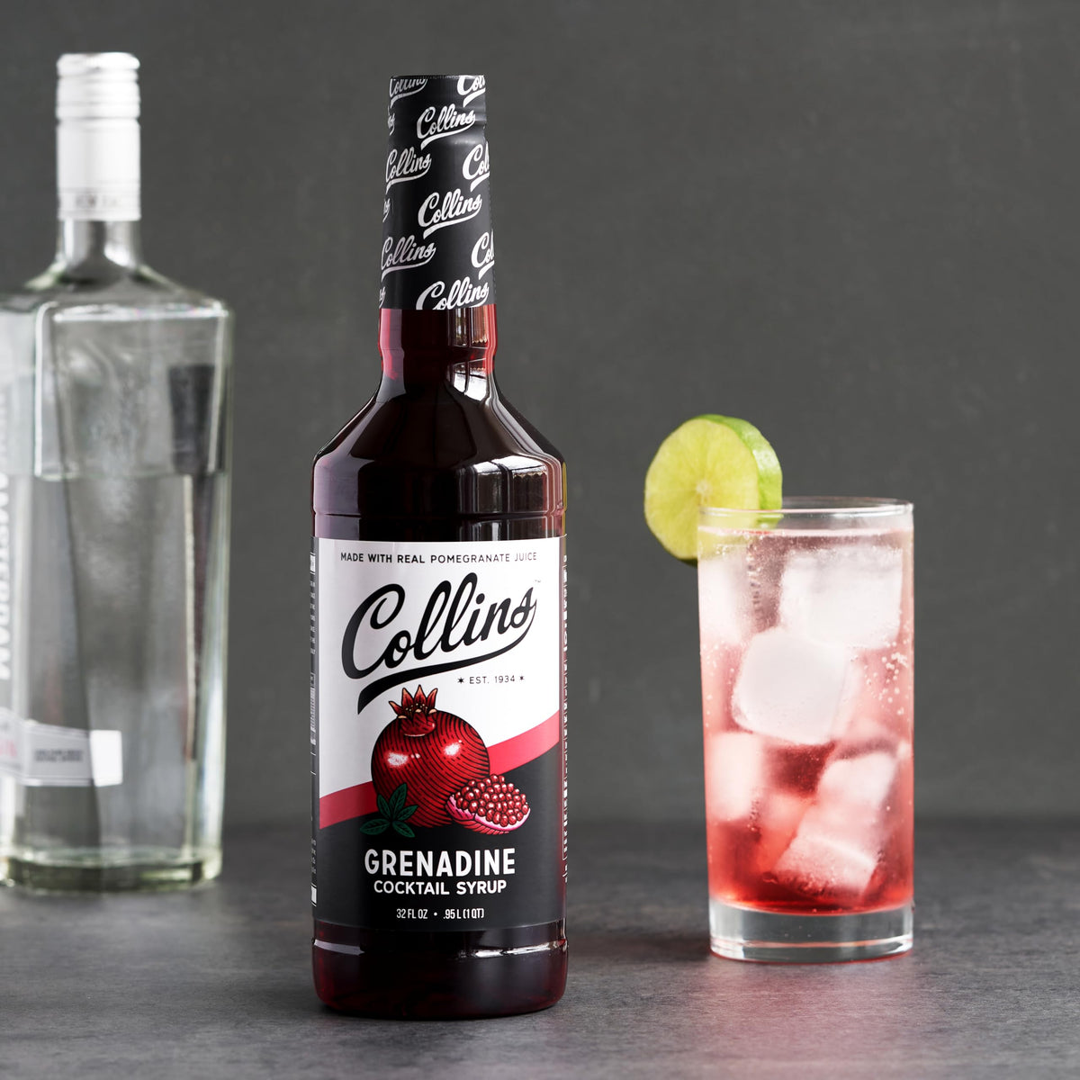 Collins Grenadine adds depth as a soda flavoring in Italian sodas and mocktails.