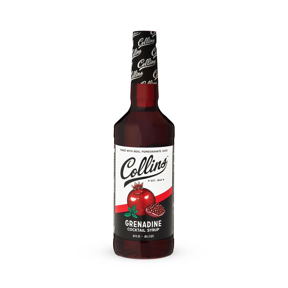 Collins Grenadine home bar scene demonstrates quality ingredients for craft cocktails.