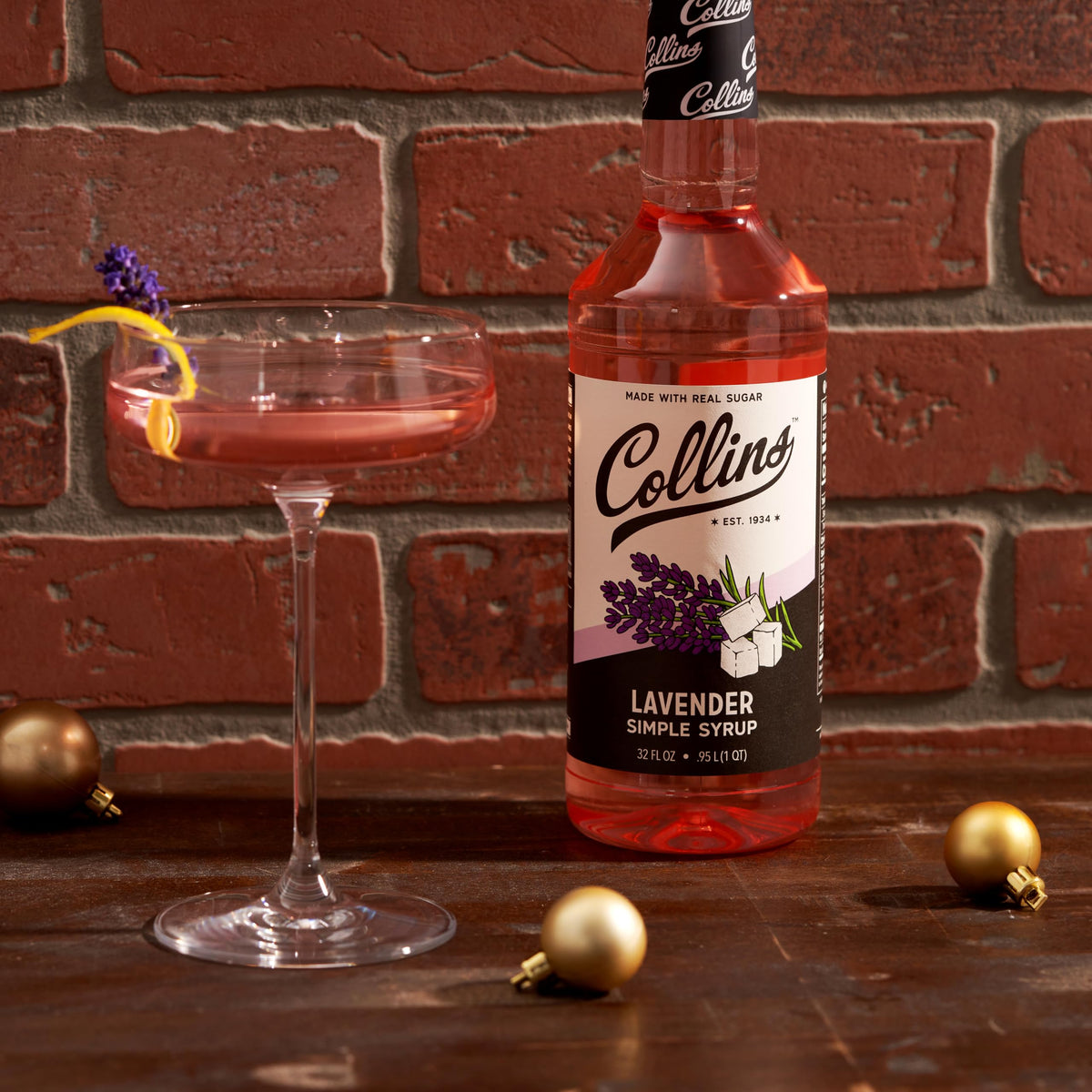 Matcha drink elevated by Collins Lavender Syrup bloom