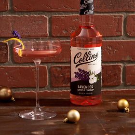 Matcha drink elevated by Collins Lavender Syrup bloom