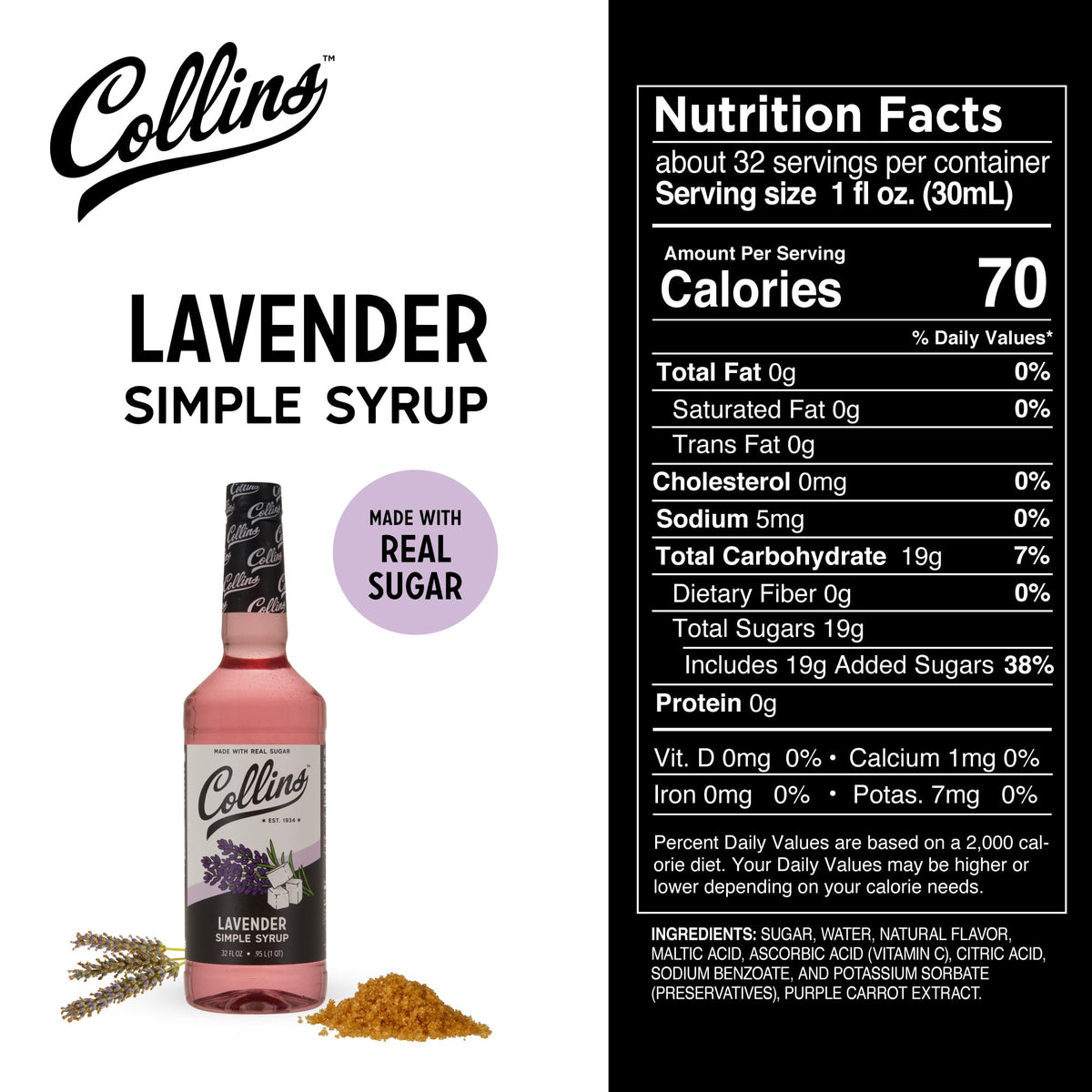 Sparkling soda mixed with Collins Lavender Syrup as a fragrant mixer