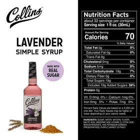 Sparkling soda mixed with Collins Lavender Syrup as a fragrant mixer