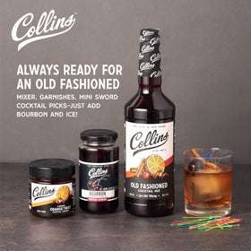 Collins orange twists in syrup brighten whiskey cocktails with a citrus aroma