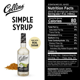 Collins Chicago Simple Syrup being poured over ice for quick drinks.