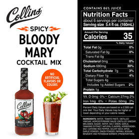 Collins Spicy Bloody Mary mix glass serve for shared gatherings.