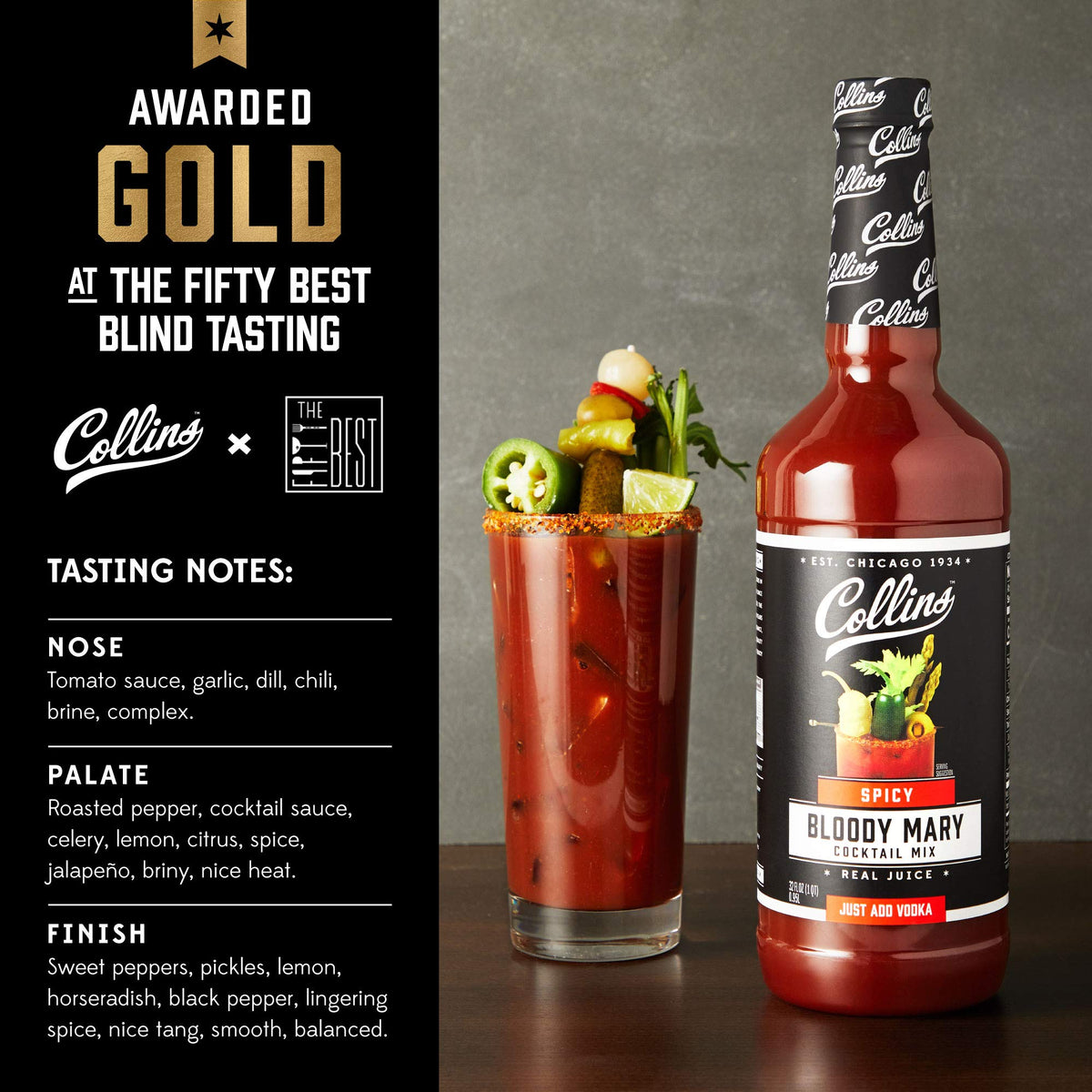 Collins Spicy Bloody Mary mix pitcher batch for parties.