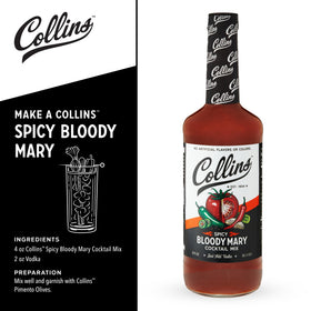Collins Spicy Bloody Mary mix pour over ice for instant brunch drinks.