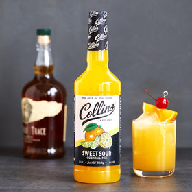 Collins Sweet and Sour glass with vibrant color showing balanced citrus.