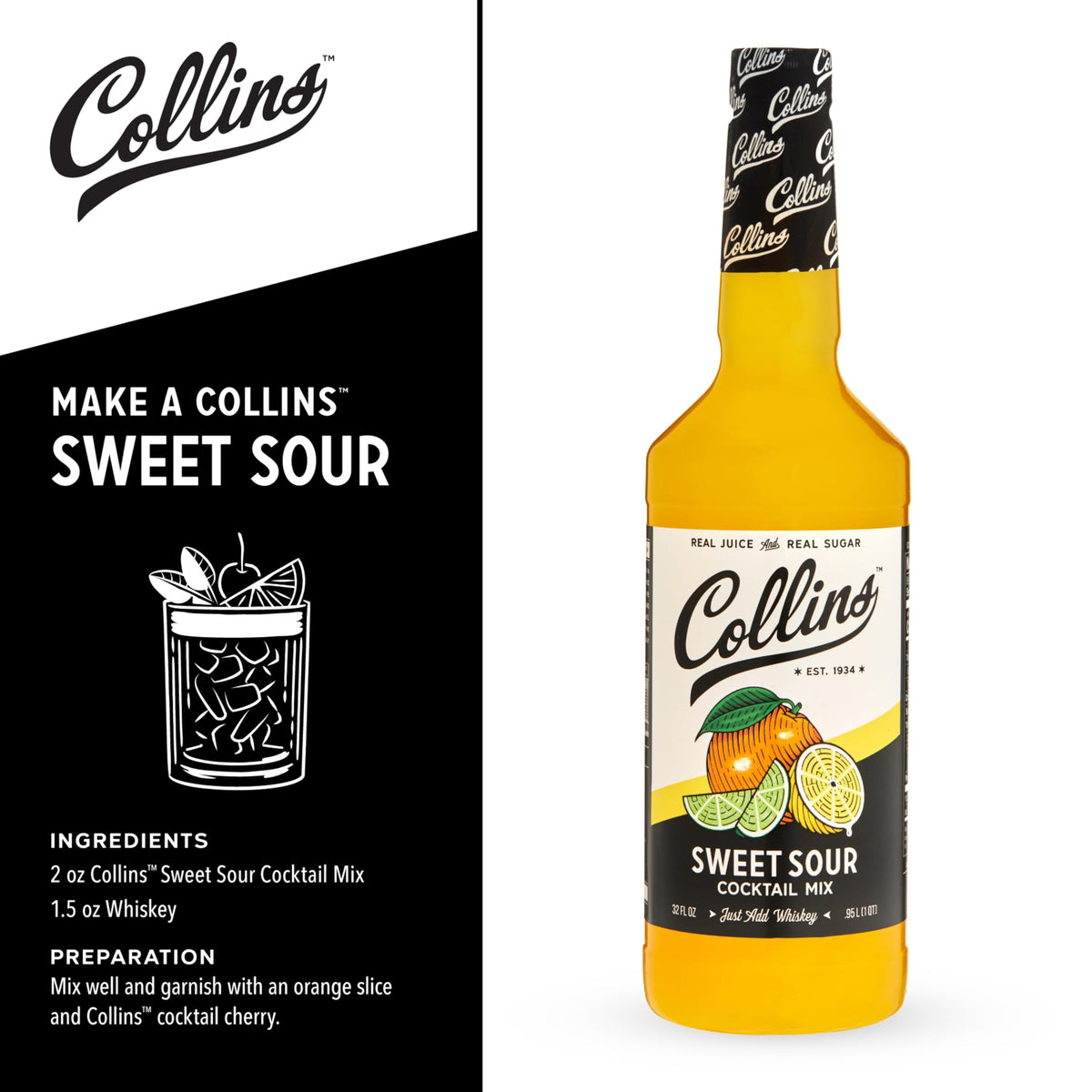 Collins Sweet and Sour pour demonstrates easy mixing and steady stream.