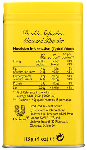 Colman's two-pack back label lists ingredients and storage tips