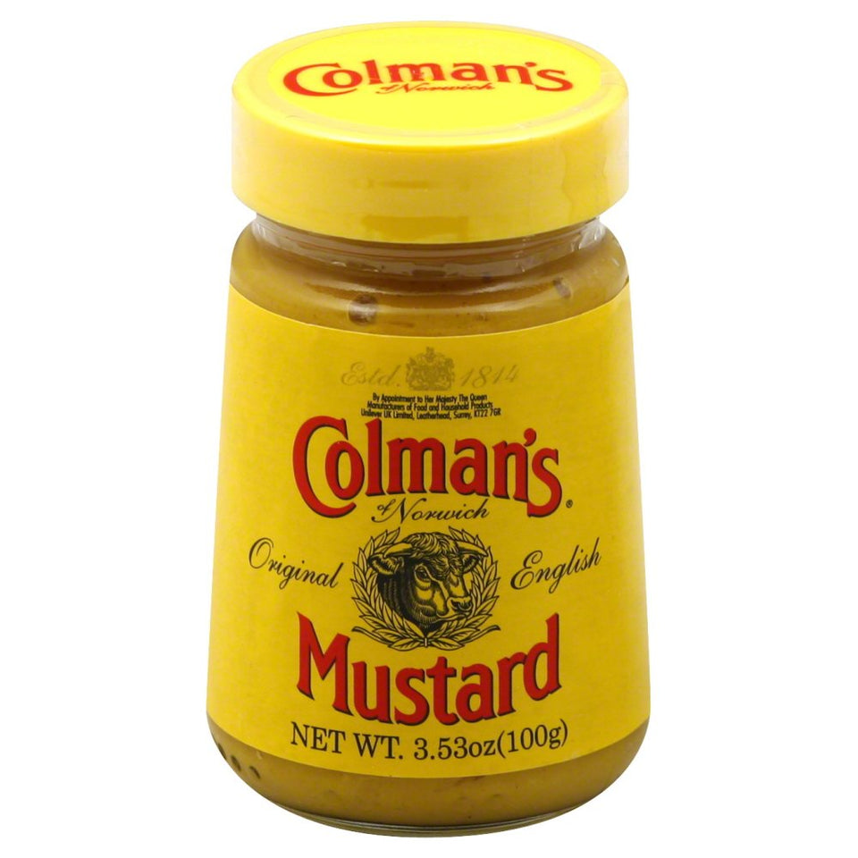 Colman's mustard glass jar, original flavor, ideal for roasts, sausages and bold sandwiches.