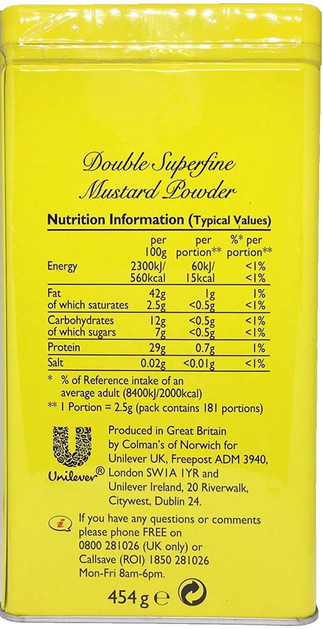 Colman's Mustard Powder being dispensed, easy to mix into sauces and dressings.