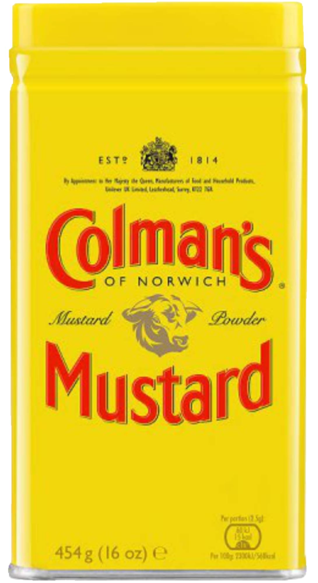 Colman's Mustard Powder dry spice, perfect for pantry seasoning and quick flavor boosts.