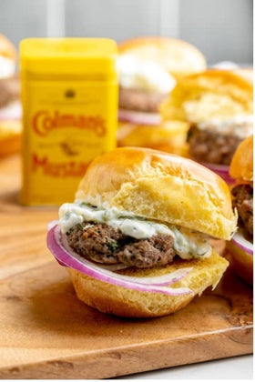 Colman’s mustard powder used as a dry rub for grilled meat.
