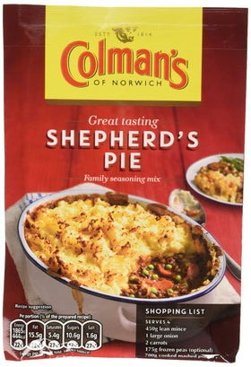 Colman's Shepherd's Pie Mix pack of twelve sachets offers quick weeknight meals.