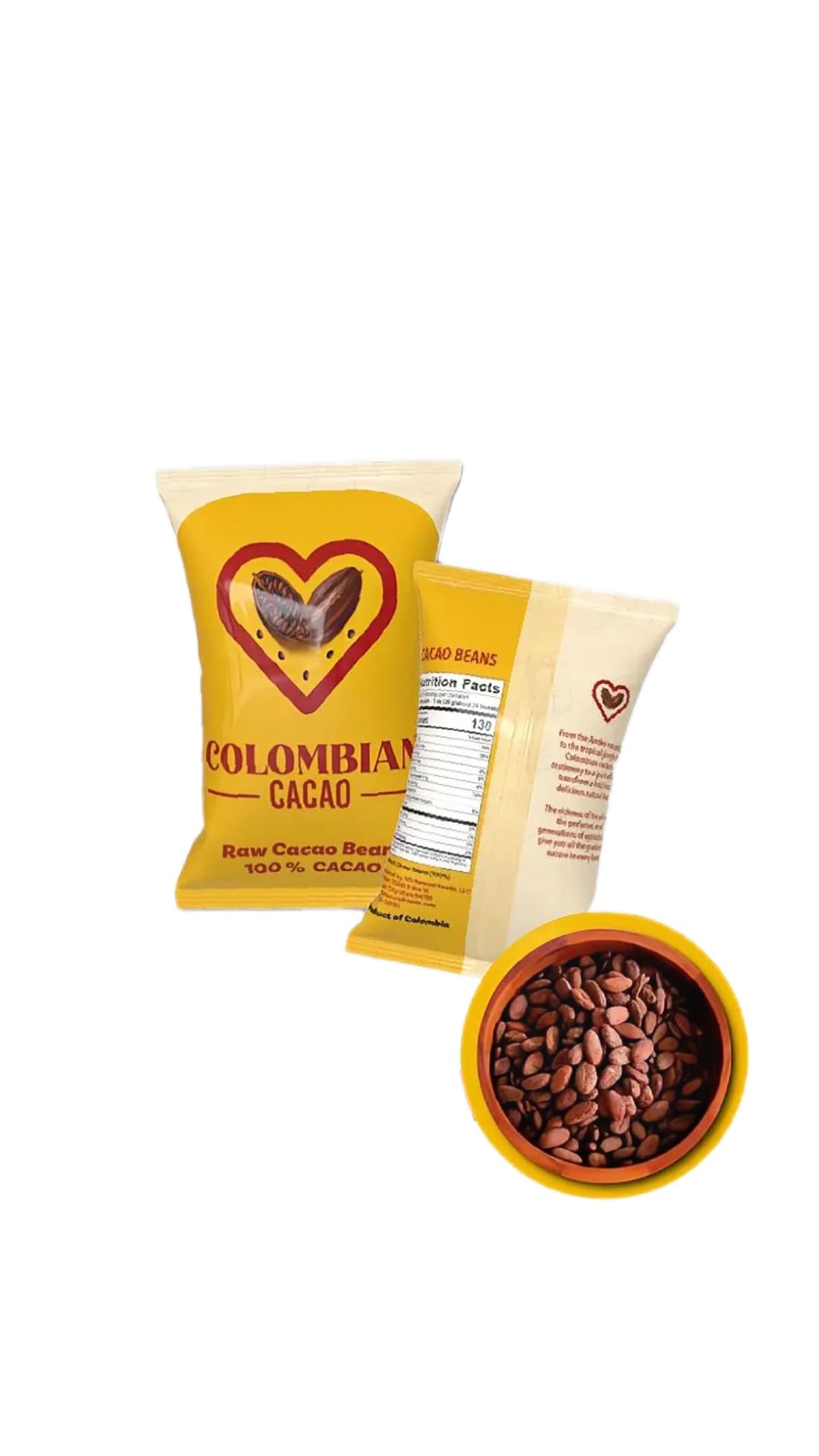 Colombian Cacao Raw Beans close-up reveals rich aroma ideal for baking and shakes.