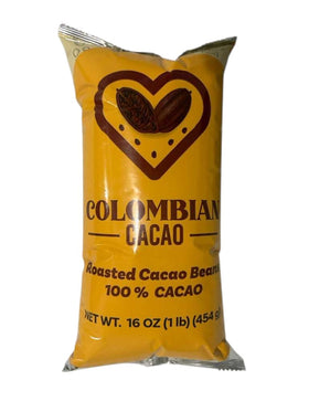 Colombian Cacao roasted beans pack highlights single-origin cacao for snacking and baking.