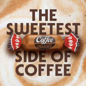 Colombina Coffee Delight texture close-up reveals a soft chewy center.