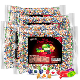 Colombina Delicate Fruit Drops variety pack shown in bright colors for sharing at gatherings.