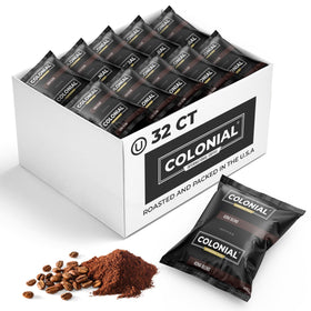 Colonial Coffee Kona packet opening showing pre-measured servings for quick brews