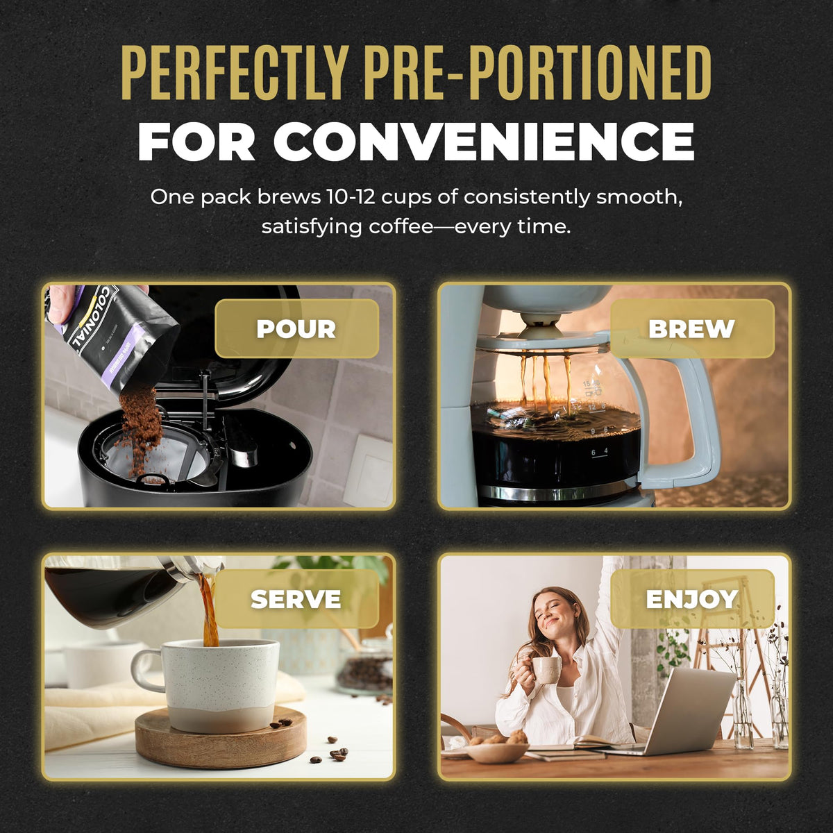 Colonial International Coffee blends showcase rich aroma.