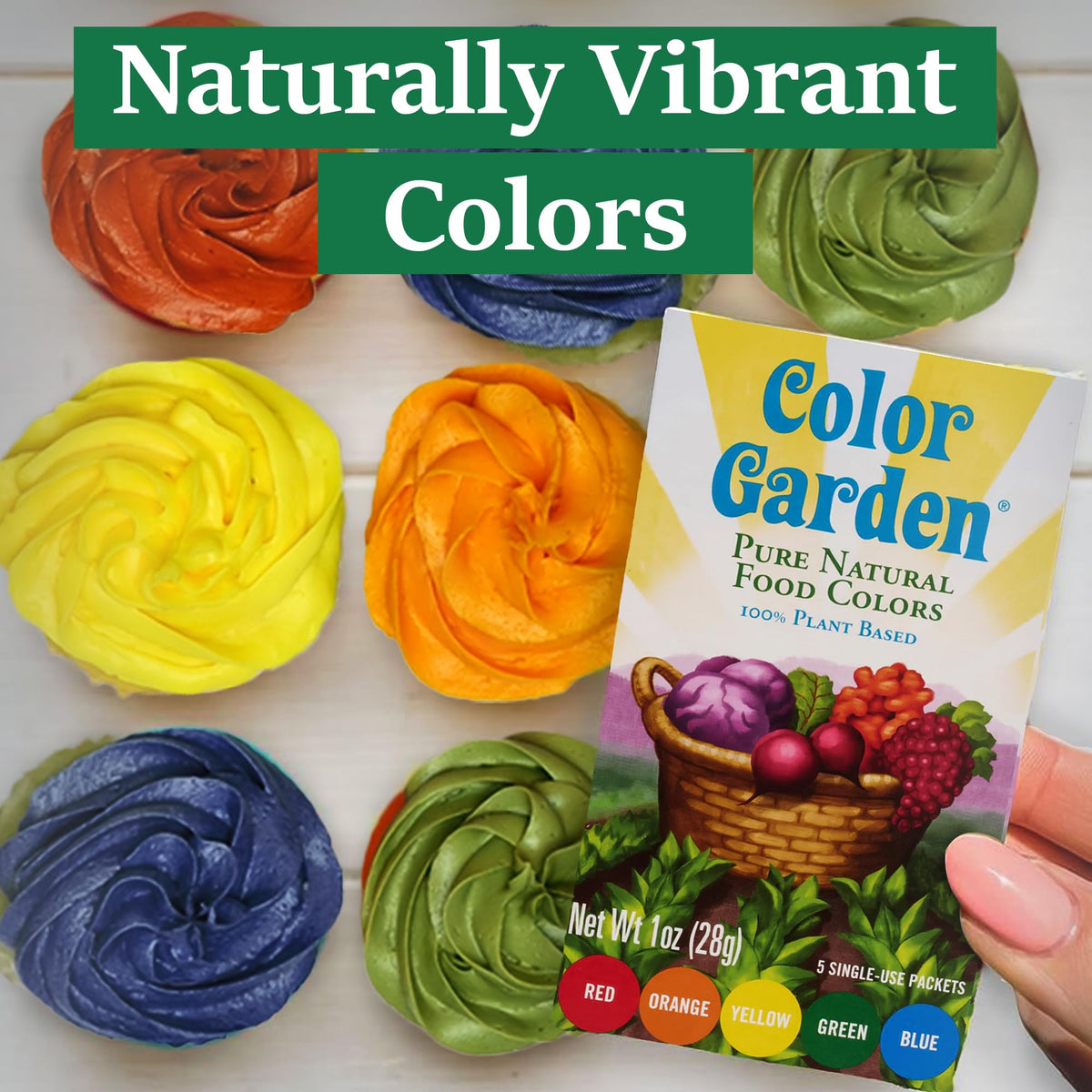 COLOR GARDEN multi-pack color bottles arranged for cake decorating