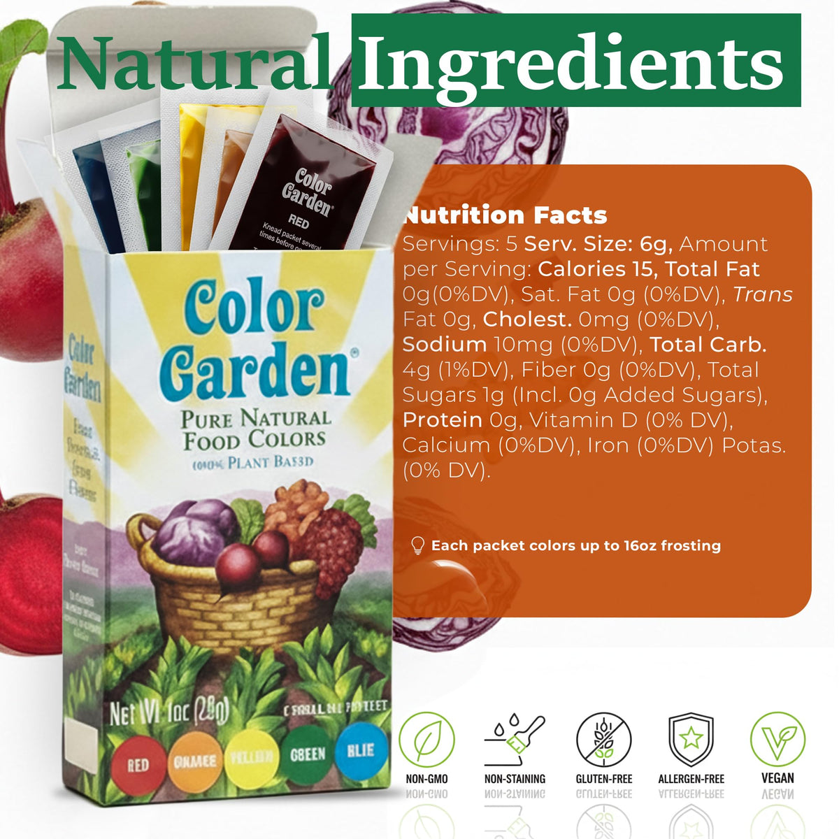 COLOR GARDEN pure color drops tint cupcakes naturally