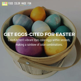 ColorKitchen colored eggs drying tray in use.