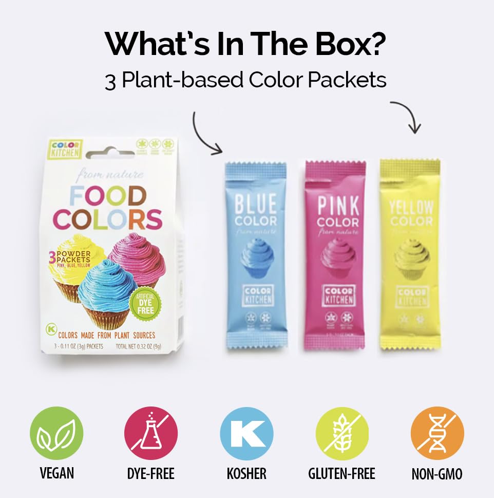 COLOR KITCHEN pink powder color packet adds soft hues to cupcakes and pastries.