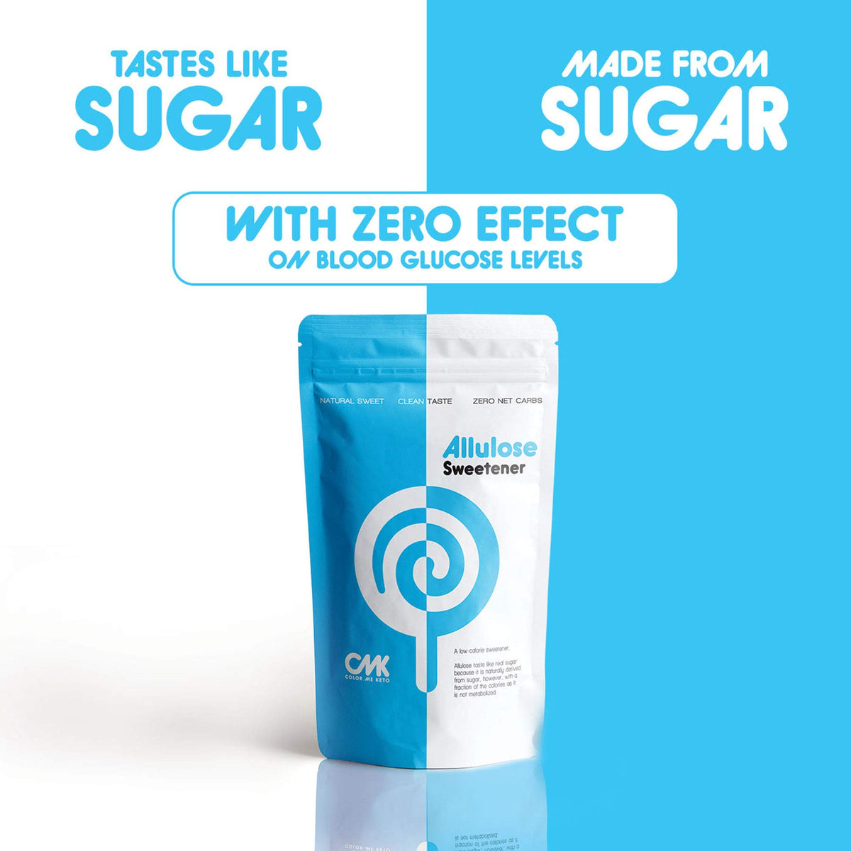 Color Me Keto granular sweetener pour ideal for beverages.