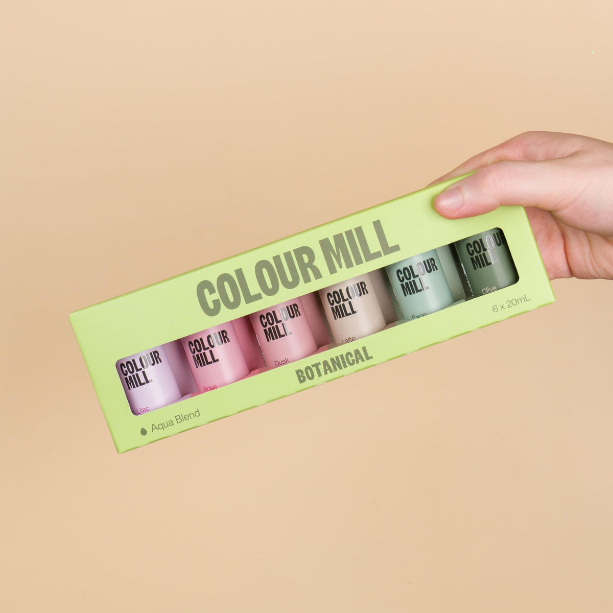 Colour Mill Botanical Pack Aqua Blend Latte creates soft color in pastries and frostings.