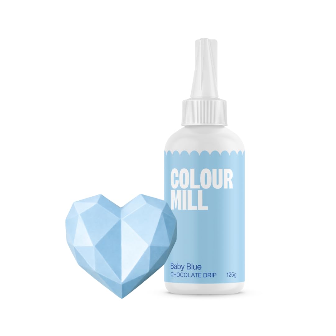 Colour Mill chocolate drip bottle melts smoothly for even coating on desserts.