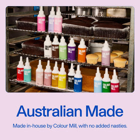 Colour Mill Chocolate Drip Easy-Melt drizzle on cookies delivers striking contrast and chocolate accents.