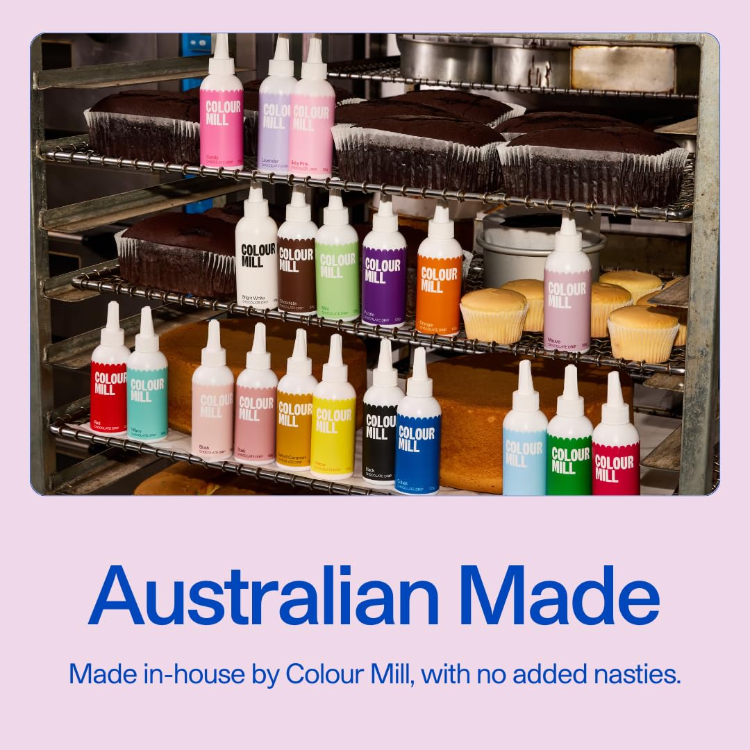 Colour Mill Chocolate Drip decorating macarons with a glossy finish
