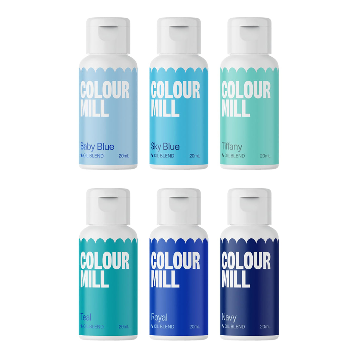 Colour Mill Baby Blue oil-based coloring bottle for vibrant cake decorating and smooth dispersion