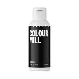 Colour Mill oil-based food coloring in a black bottle for vibrant, even cake color.