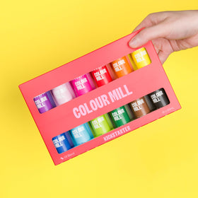 Colour Mill oil-based colouring dispersion demonstrates smooth mixing for batters.